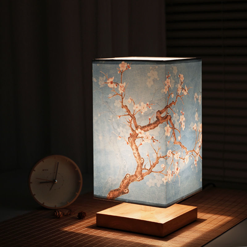 Log light wind wood table lamp